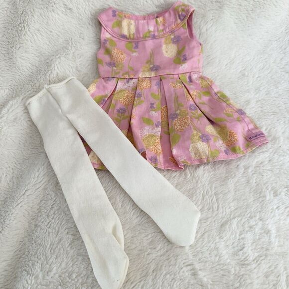 American Girl Other - American Girl 18” Doll Flower Garden Dress White Tights Spring Outfit 2011
